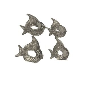 Crystal Fish‎ Napkin Rings Set of 4, Nautical Coastal Table Decor